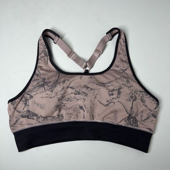 Fabletics Mauve Swirl Eliza Seamless Wire Free Racerback Sports Bra Sz M - Picture 3 of 9